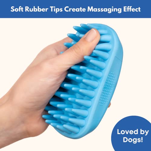 Rubber Curry Brush Dog for Short Haired Dogs - Soft & Gentle Deshedding Brush - Use Wet as Bath Brush or Dry for Grooming ...