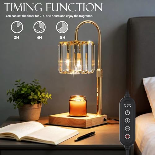 Yuichoy Candle Warmer Lamp with Timer, Dimmable Electric Candle Wamer Adjustable Height, Glass Modern Candles Melter Lamp,...