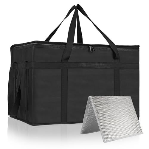 PEASUG XXXL Insulated Bags for Food Delivery with Removable Hard Bottom,Pizza Delivery Bags, Large Capacity Cooler Bag Kee...
