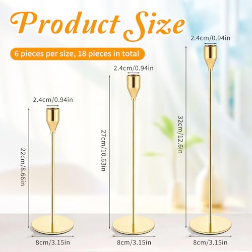 Giantree Set of 18 Decorative Taper Candle Holders, Modern Elegant Thin Metal Tall Candlestick Holders Table Centerpieces ...