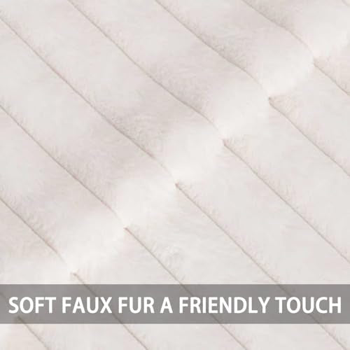 Aegero Pack of 2 Faux Fur Christmas Throw Pillow Covers 18x18 Inch, Soft Plush Striped Neutral Couch Pillow Cover, with Ve...