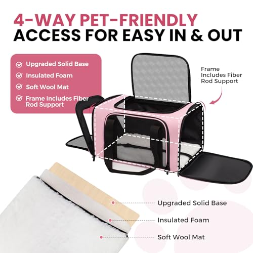 LOWIPARR Soft-Sided Cat Carrier Expandable Pet Carrier Airline Approved Mesh Travel Carrier Up to 22lbs for Cats Small Dog...