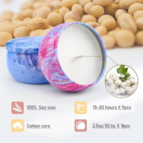 Scented Candles Gifts Set for Women, 9 Pack Aromatherapy Candles Pack Soy Wax with Essential Oil Include Lavender, Jasmine...