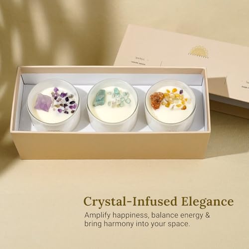 AVACONCEPT Crystal Infused Soy Wax Candle Gift Set Aromatherapy Scented Candles with Healing Crystals Natural Hand-Poured ...