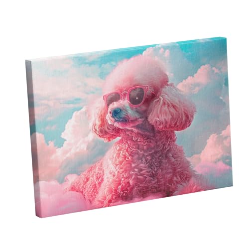 Eali88fa Poodles Dog and Pink Cloudy Sky printed canvas, a charming addition to any collection of gifts and keepsakes, is ...