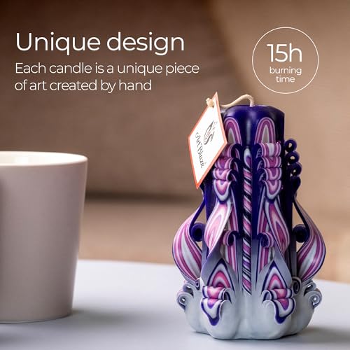 Carved Candles – Handmade Decorative Large Candle – Tall Long Burning Cute Spiral Candles for Women – Table Candle for Hom...