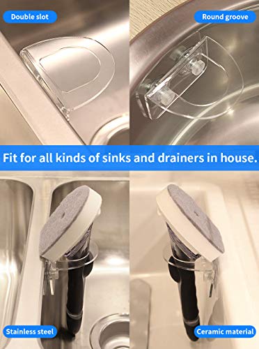 2 Pack Dish Brush Holder, Kitchen Clear Acrylic Sink Caddy Organizer, Vertical Scrub Brush Holder - Secure Suction Seals t...
