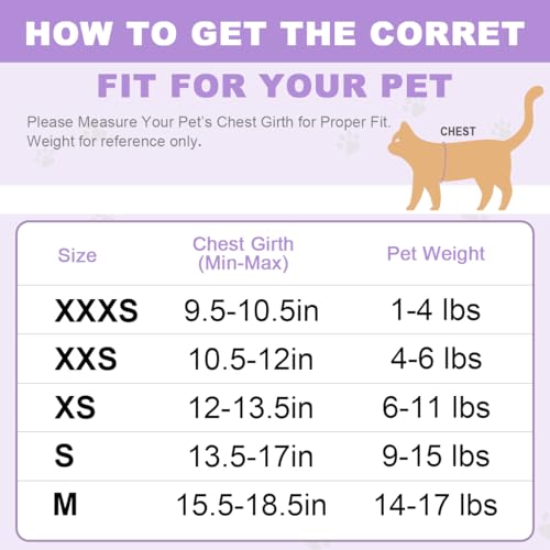 Cat Harness and Leash Set,Escape Proof Kitten Harness,Step in Adjustable Soft Lightweight,Easy Control,Reflective Strips C...