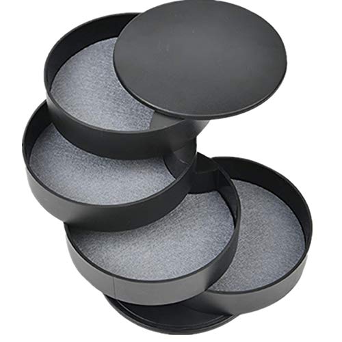 TIMESETL Jewelry Organizer, Small Jewelry Storage Box Earring Holder for Women, 4-Layer Rotating Travel Jewelry Tray Case ...