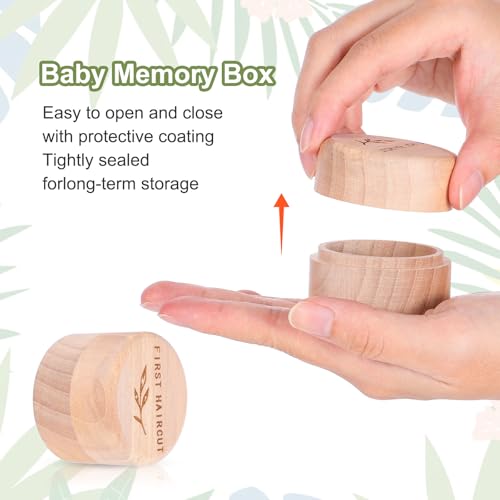 Hpmjz Memorial Box Engraved Wooden Round Newborn Wood Case Baby Keepsake Tooth Box Fetal Hair Memorial Storage Container C...