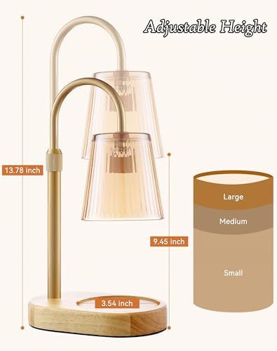 Adjustable Candle Warmer Lamp with Timer - Electric Light Wax Warming Dimmable Flameless Top Melter Heater Melting Heating...