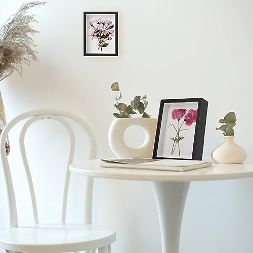 Hacaroa Set of 4 Shadow Box Picture Frame, 8 x 6 Inches Wood Frame Memory Display Case, 1.2 Inch Depth Shadow Boxes for Fl...