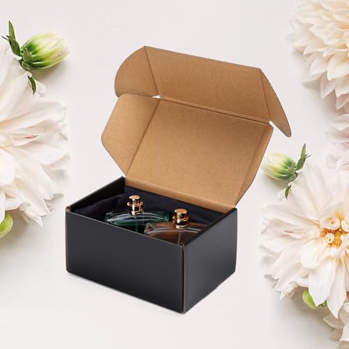 EXYGLO 40 Pack 6x4x3 Shipping Boxes, Black Corrugated Cardboard Boxes for Packaging Small Business, Moving, Shipping, Mail...