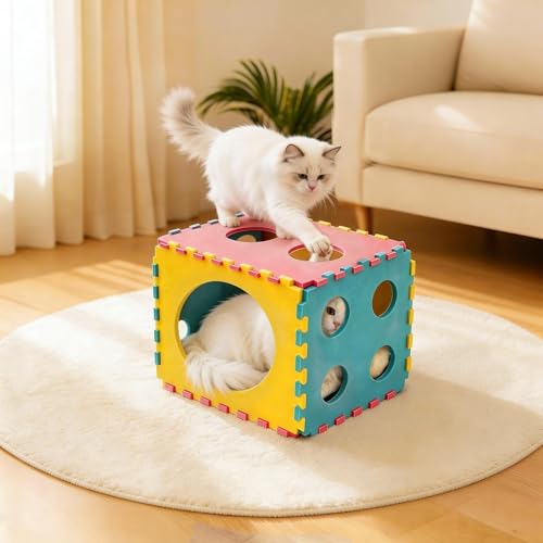 MOYMO 41 Pcs Interactive Cat Toys for Indoor Cats, Kitten Toys with Soft Pillow, Catnip Toys, Chew Rope, Feather Wand, Spr...