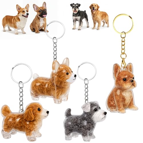 KH866 4PCS Dog Hair Collector Keychain, Fur Keepsake Bottle Charm Dog Shape Pet Memorial Storage Box, Collection Capsule A...