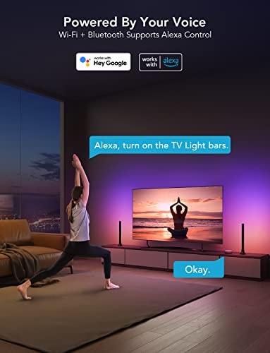Govee RGBIC Light Bars, 15 Inches WiFi TV Backlight Suitable for 45-70 inch TVs, Smart Light Bars with Multiple Placement ...