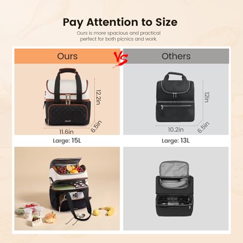 LOVEVOOK Insulated Lunch Bag For Women,Large Double Deck Adult Lunch Box,Teacher Lunch Tote Bag With Cup Holder,Leakproof ...