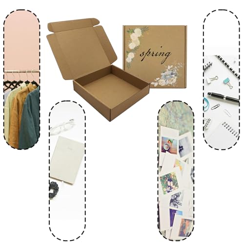 9x9x2 Inches Shipping Boxes Set of 25, Brown Corrugated Mailing Cardboard Box Literature Mailer for Packing Small Business...