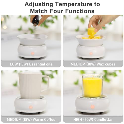 Wax Melter Candle Warmer with Timer - Ceramic Electric Scented Wax Melts Warmer 4-in-1 Candle Burner Melter Timer Adjust F...