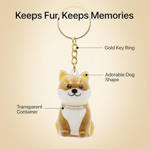 BeSpace Dog Hair Keepsake, Dog Hair Collector Keychain Charm Memorial Storage Box, Pet fur Collection Transparent Capsule,...