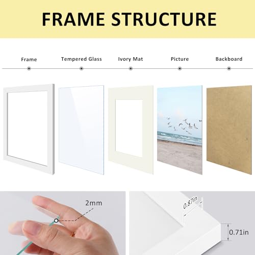 Frametory, 11x14 Frames Display 8x10 Picture with Mat or 11x14 Photo Without Mat, Shatter-Resistant Glass, Pre-Installed W...