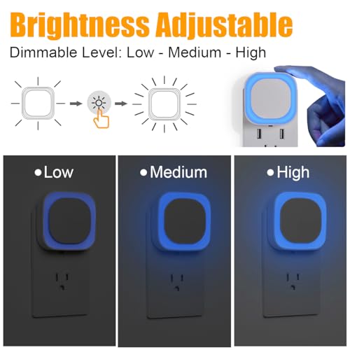 YUNLEX 2 Pack Azure Night Light, Crisp Modern Glow with Dimmable Soft Light & Indirect Reflection, Auto Dusk to Dawn Senso...