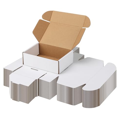PHAREGE 6x4x2 Inch Shipping Boxes 50 Pack White, Tab Lock Tuck Top Mailer Boxes for Packaging Small Business, Cardboard Gi...