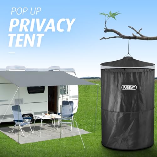 PANKAY Pop Up Privacy Tent, Portable Outdoor Camping Bathroom Toilet Tent, Collapsible Shelter for Camping & Emergency – L...