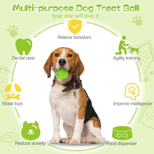 HIPPIH Dog Puzzle Toy 2 Pack, Interactive Dog Toys for Treat Dispensing, Durable Puppy Toys for Teething, Dog Treat Ball f...