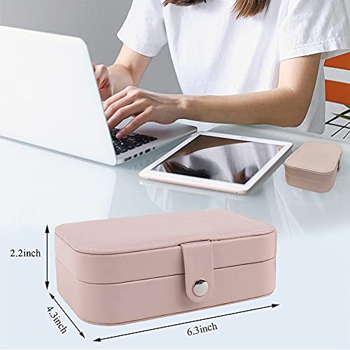 Hatori Travel Jewelry Box, PU Leather Small Jewelry Organizer for Women Girls, Portable Mini Travel Case Display Storage H...