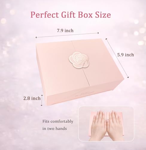 Elegant Small Pink Gift Box for Women with Lid & Accessories - Reusable Magnetic Closure Gift Presentation Set, Romantic a...
