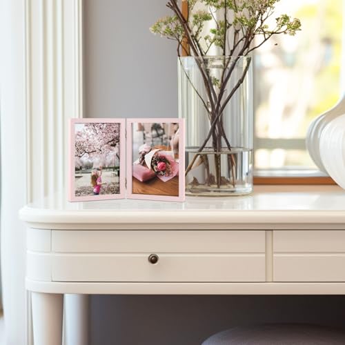 Space Art Deco Double 4x6 Picture Frame, 2 4x6 Folding Photo Frame, Standing Vertically on Desktop or Tabletop, Home Decor...