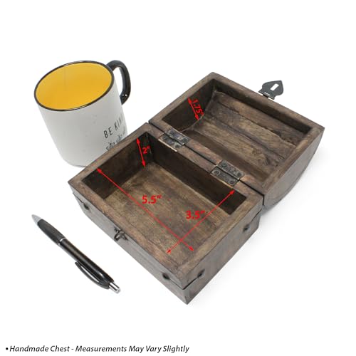 Nautical Cove Treasure Chest Keepsake and Decorative Wood Box (Medium 6.5x4.5x4.5) - Storage Box, Wooden Box with Hinged L...
