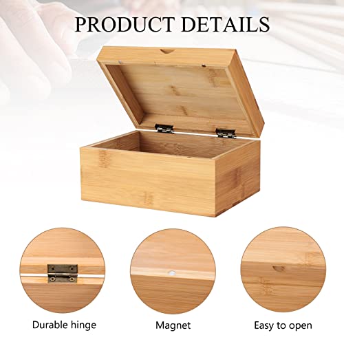 Woiworco Bamboo Box with Hinged Lid, 6.7 x 5.1 x 3.1 inch Natural Box for Crafts, Art & DIY Hobbies, Decorative & Home Sto...
