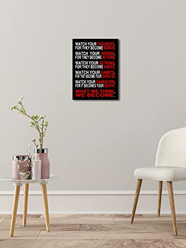 Pyradecor Watch Your Thoughts Motivational Classroom Poster Modern Canvas Prints Wall Art Paintings Ready to Hang for Offi...