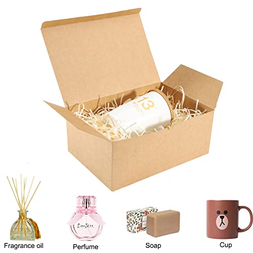 10 Pack Brown Gift Boxes, 9.45x6.5x4 Inches Kraft Paper Boxes with Lids for Valentine's, Birthday party, Wedding, Cupcake ...