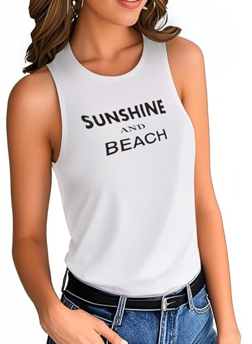 Womens Summer Tops Crewneck Sleeveless Tunic Shirts Beach Essentials Basic Tees