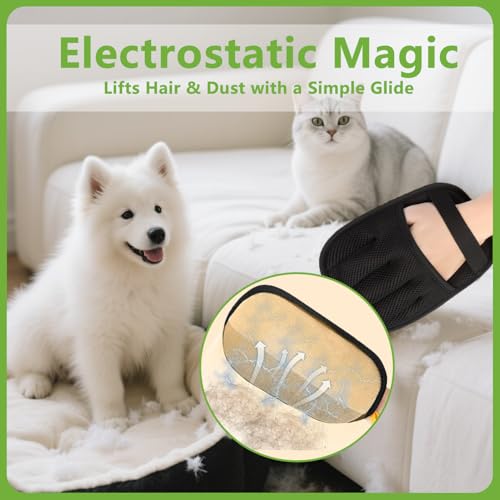 Bumilily Pet Hair Removal Glove for Cats and Dogs - Electrostatic Pet Hair Remover Glove, Reusable Brush Pet Hair Remover ...