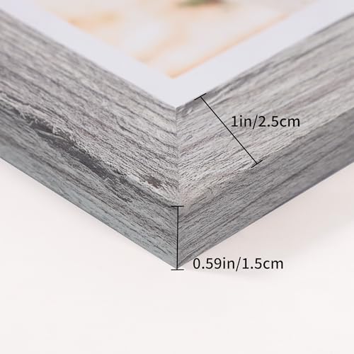ccdcc 4x6 Collage Picture Frames Set of 2, Rustic Gray Wooden Real Glass Vertical Hanging 3 Opening 4 by 6 Photo Frame, Grey