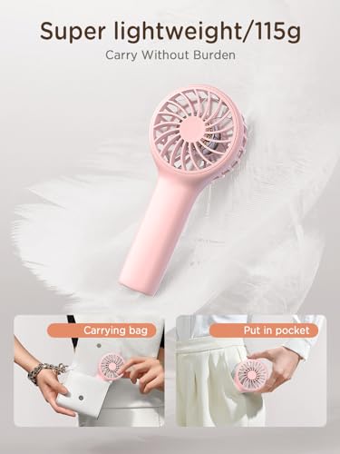 EasyAcc Mini Portable Fan Handheld, Lash Fan [12H Max Cooling Time] 3 Speed USB C Rechargeable Battery Pocket Personal Mak...