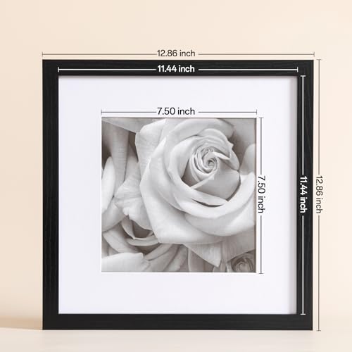 eletecpro 12x12 Picture Frames Set of 9 with Clear Acrylic Cover, Display 8x8 Photos with Mat or 12x12 Without, Classic an...