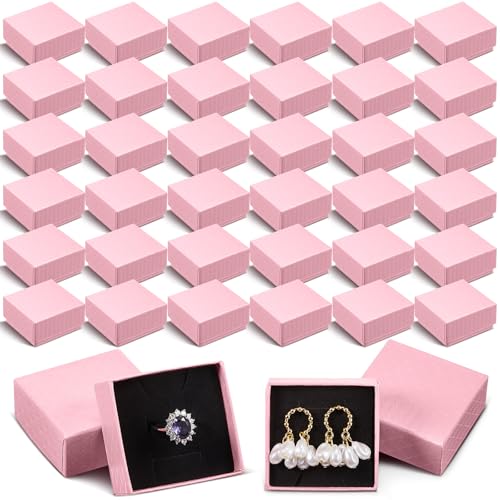 Landical 100 Pcs Jewelry Ring Gift Box 2'' x 2'' x 1'' Small Cardboard Earring Ring Gift Box with Velvet and Sponge Liner ...
