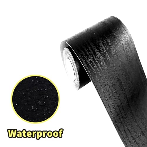 Teemall 10M Black Wood Grain Removable PVC Waterproof Border Wall Decor Removable Self Adhesive Kitchen Bathroom Tiles Sti...