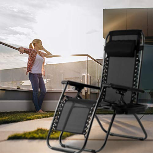 FDW Zero Gravity Lawn Lounge Chairs Set of 2 with Pillow and Cup Holder - Adjustable Reclining Folding Outdoor Chairs for ...