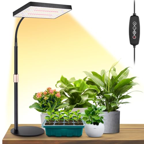 LBW Desk Grow Light, Full Spectrum Plant Light for Indoor Plants, Grow Lamps with 4/8/12H Timer, 10"-26" Height Adjustabl...