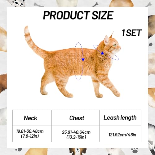 Cat Harness and Leash Set, 3-in-1 Escape Proof Adjustable, Comfortable Walking Travel Kitten Harness for Small Medium Larg...
