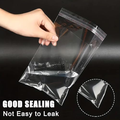 LonlyEagle 200 Pcs 5-1/2'' x 7-1/2'' Self Sealing Cellophane Bags，Clear Cellophane Cello Bags，Fit 5 X 7 Inch Cards Photos，...
