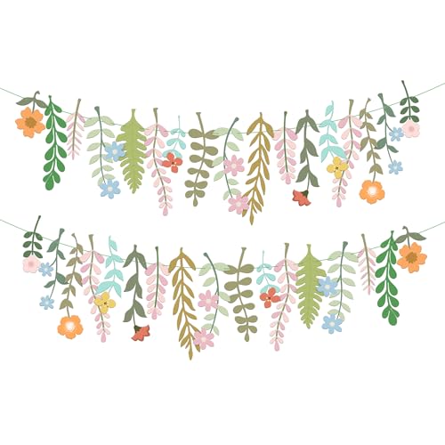 KatchOn, Pastel Flower Banner Garland - 6.5 Feet, Pack of 2 | Cheerland Flower Banner | Wildflower Garland Floral for Wedd...