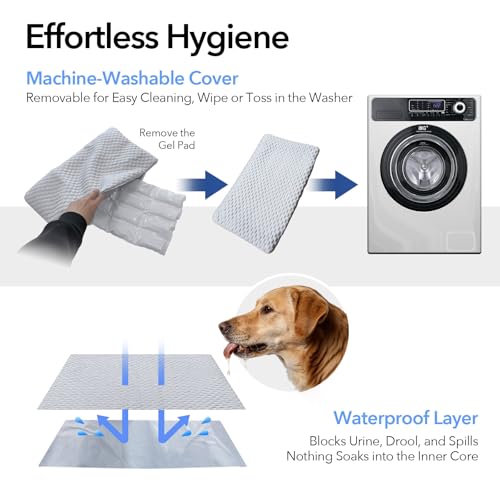 GooCare 2-in-1 Cooling Pet Mat 16"x26" for Small Dogs & Cats - Q-Max>0.4 Ice-Silk Fabric, 2 Removable Gel Inserts, Leak-Pr...