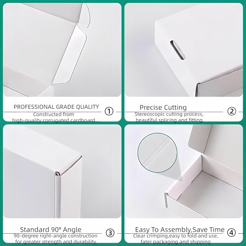 Small White Box 6 x 6 x 2 Inch 50 Pack Recyclable Corrugated Gift Mailers Storage Business Packaging Shipping Boxes